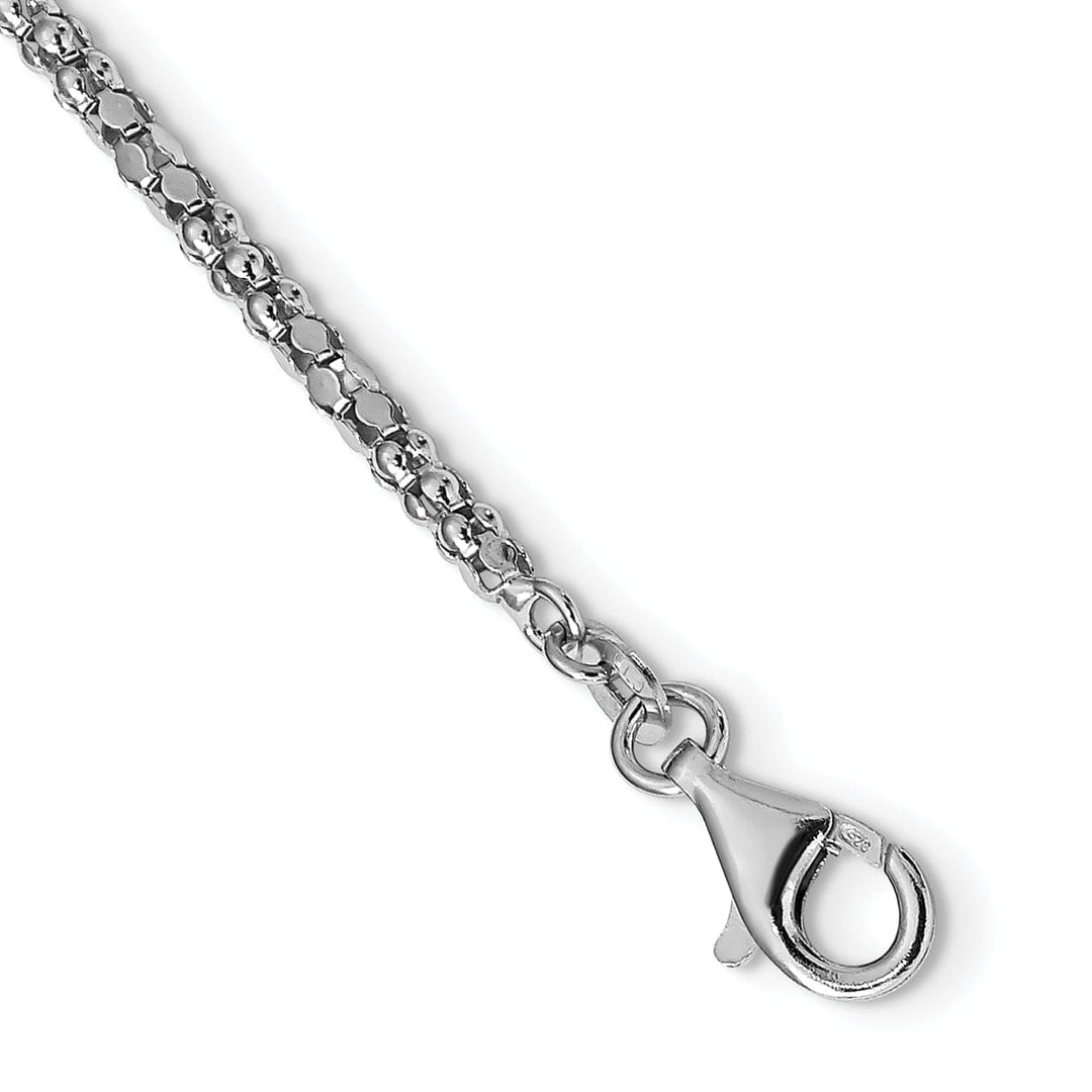 Sterling Silver Rhodium 3 Layer Fancy Necklace