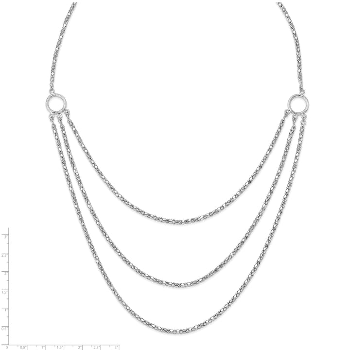 Sterling Silver Rhodium 3 Layer Fancy Necklace