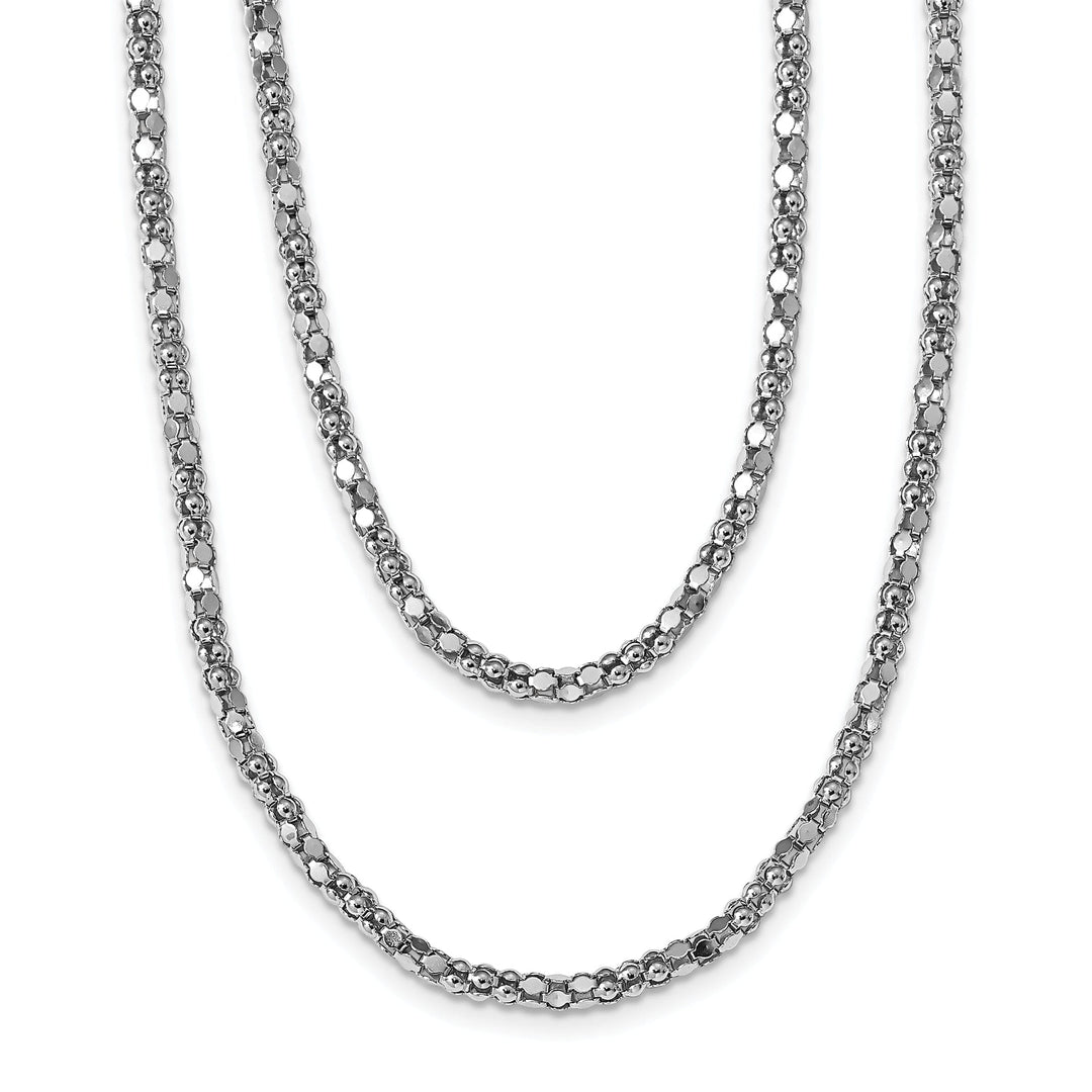 Sterling Silver Rhodium Fancy 2 Strand Necklace