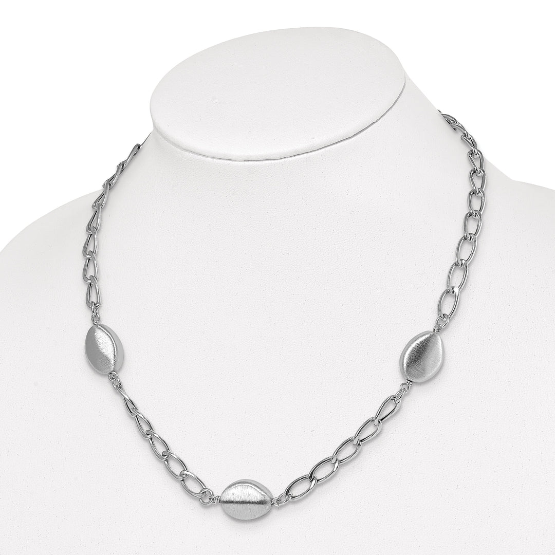 Silver Rhodium Brushed and Polished Necklace
