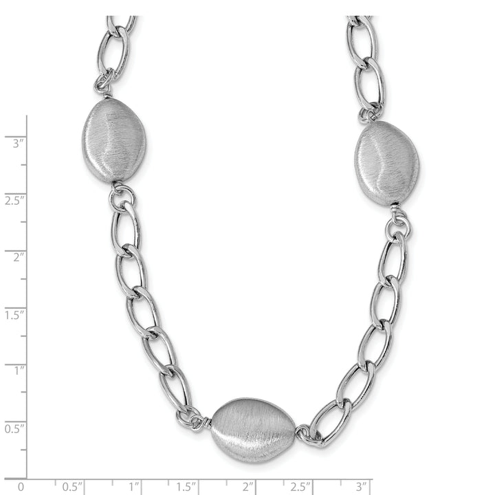 Silver Rhodium Brushed and Polished Necklace