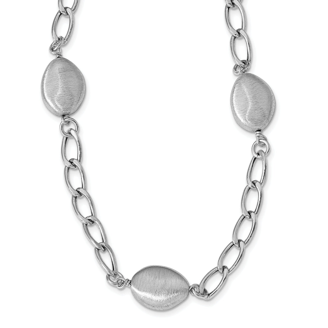 Silver Rhodium Brushed and Polished Necklace