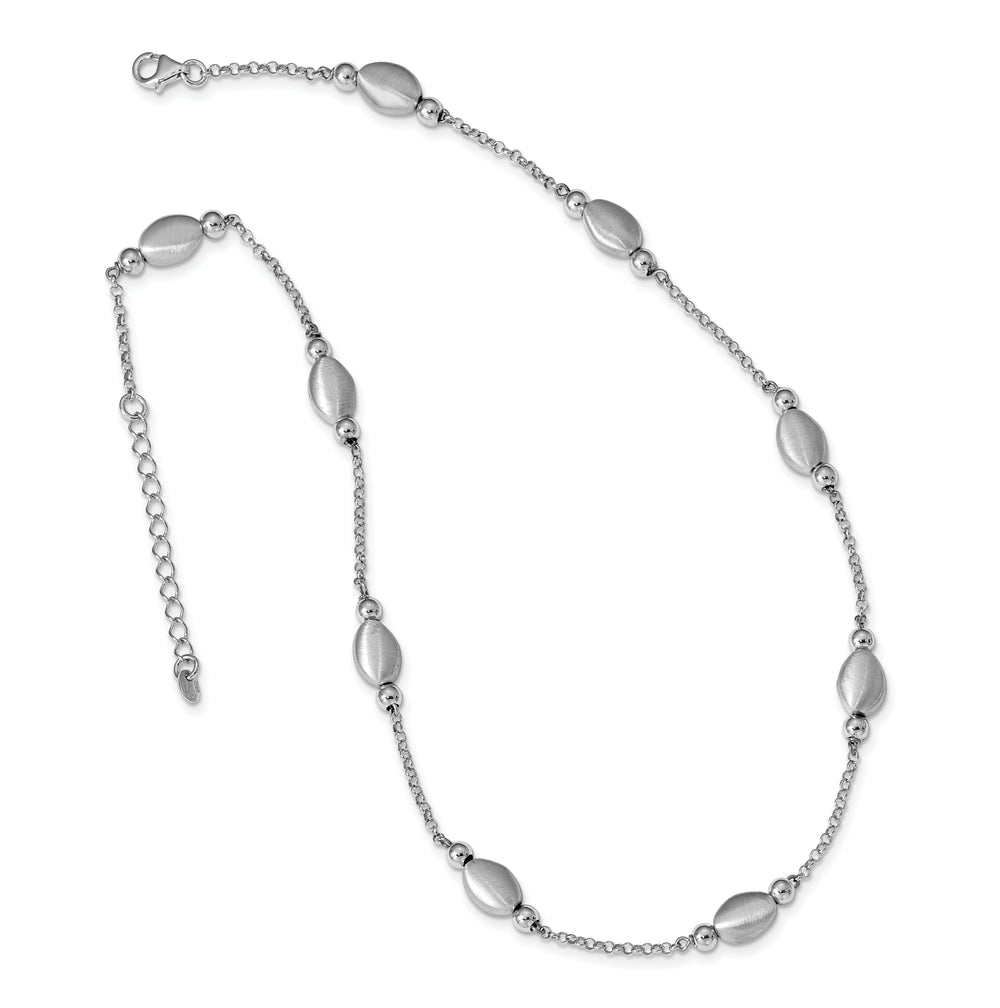 Sterling Silver Rodium Polished Satin Necklace