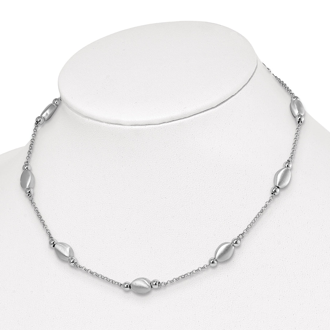 Sterling Silver Rodium Polished Satin Necklace