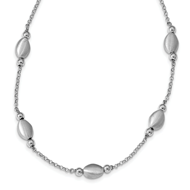 Sterling Silver Rodium Polished Satin Necklace