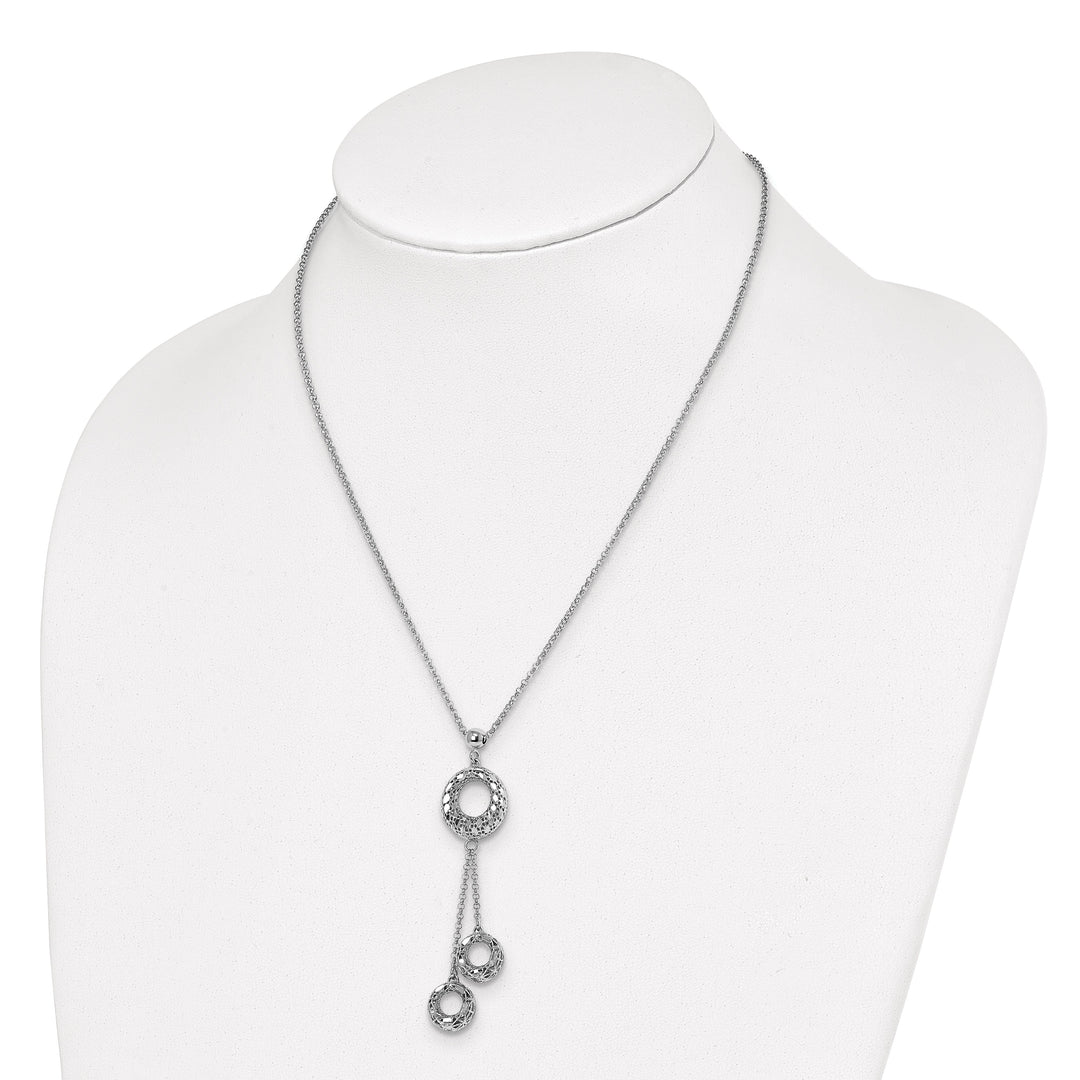 Silver Polished D.C Circle Dangle Necklace