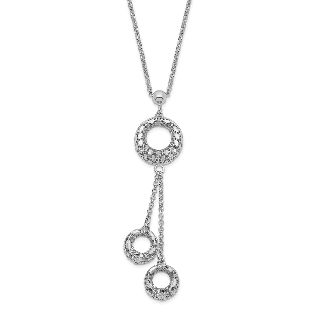 Silver Polished D.C Circle Dangle Necklace