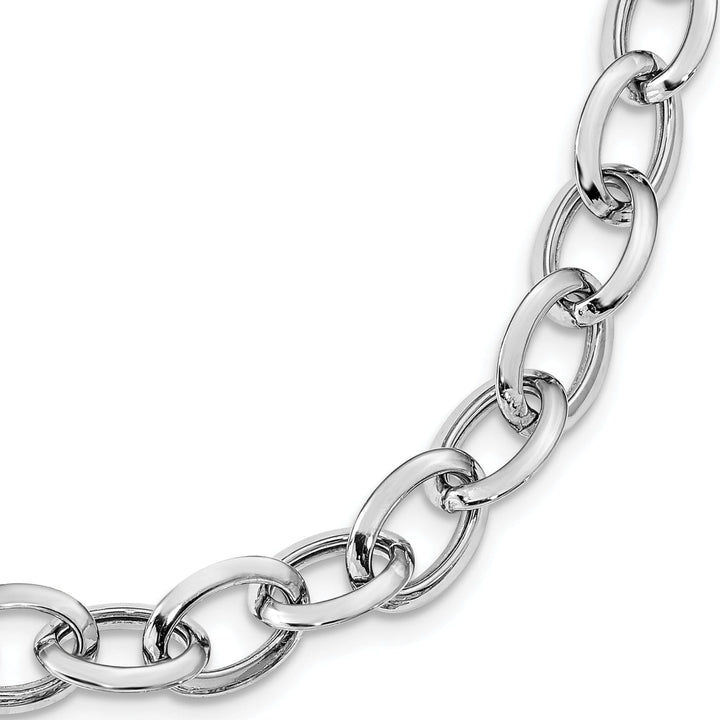 Sterling Silver Polished Fancy Link Necklace