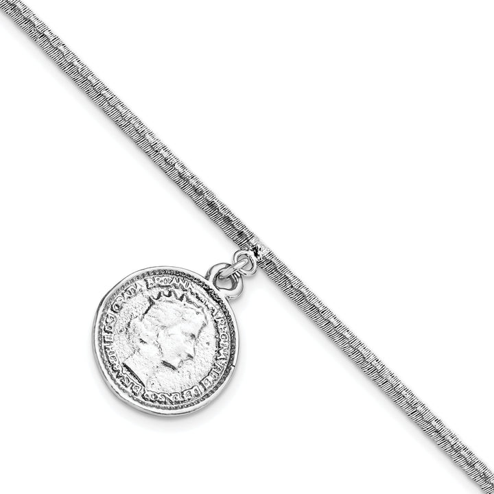 Silver Polished Elizabeth II Medal Bracelet