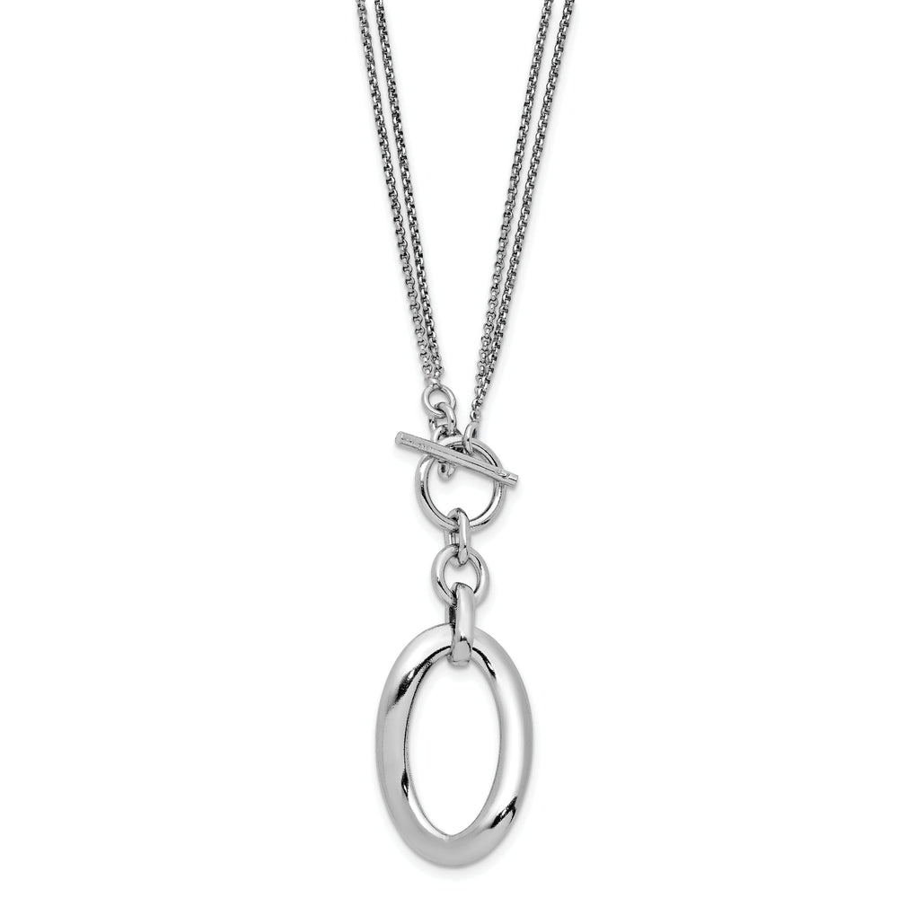 Silver Polished Fancy 2-Strand Toggle Necklace