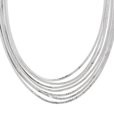 Sterling Silver Herringbone 7 Strand Necklace at $ 115.4 only from Jewelryshopping.com
