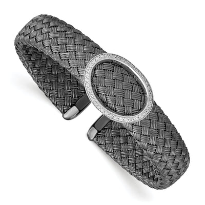 Sterling Silver C.Z Black Woven Flexible Cuff at $ 249.8 only from Jewelryshopping.com