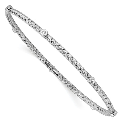 Sterling Silver C.Z Polished Textured Bangle at $ 112.41 only from Jewelryshopping.com