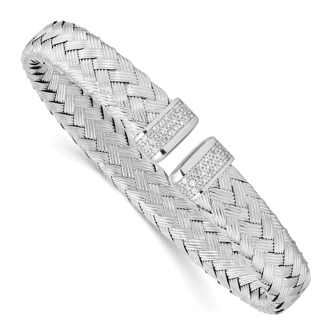 Leslie Sterling Silver C.Z Woven Flexible Cuff