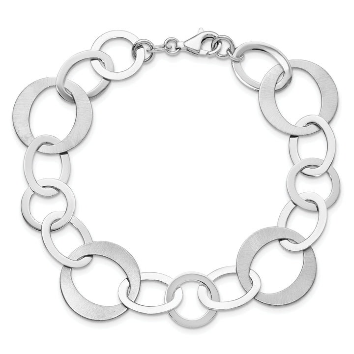 Sterling Silver Polished Brushed Link Bracelet