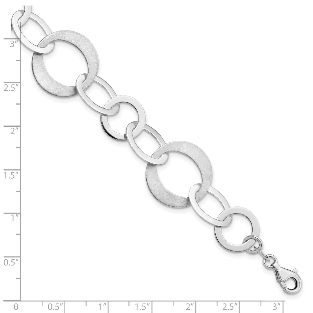 Sterling Silver Polished Brushed Link Bracelet