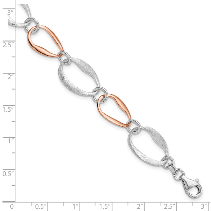 Sterling Silver Rose Gold-plated Link Bracelet