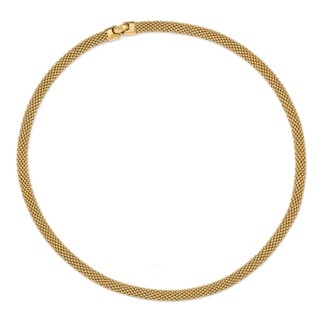 Sterling Silver Gold-tone Polish Mesh Necklace