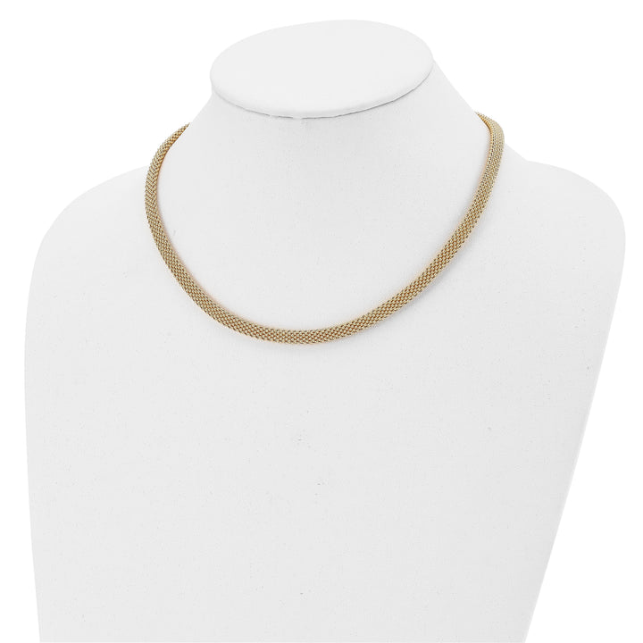 Sterling Silver Gold-tone Polish Mesh Necklace