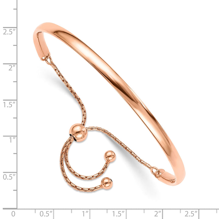 Silver Rose Gold Polished Adjustable Bangle