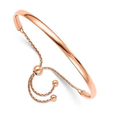 Silver Rose Gold Polished Adjustable Bangle at $ 82.51 only from Jewelryshopping.com