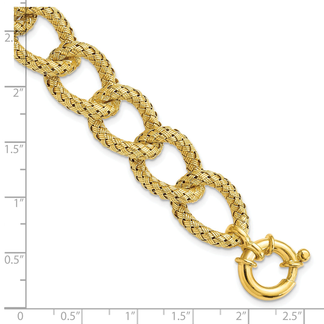 Silver Gold-plated Polished Textured Bracelet