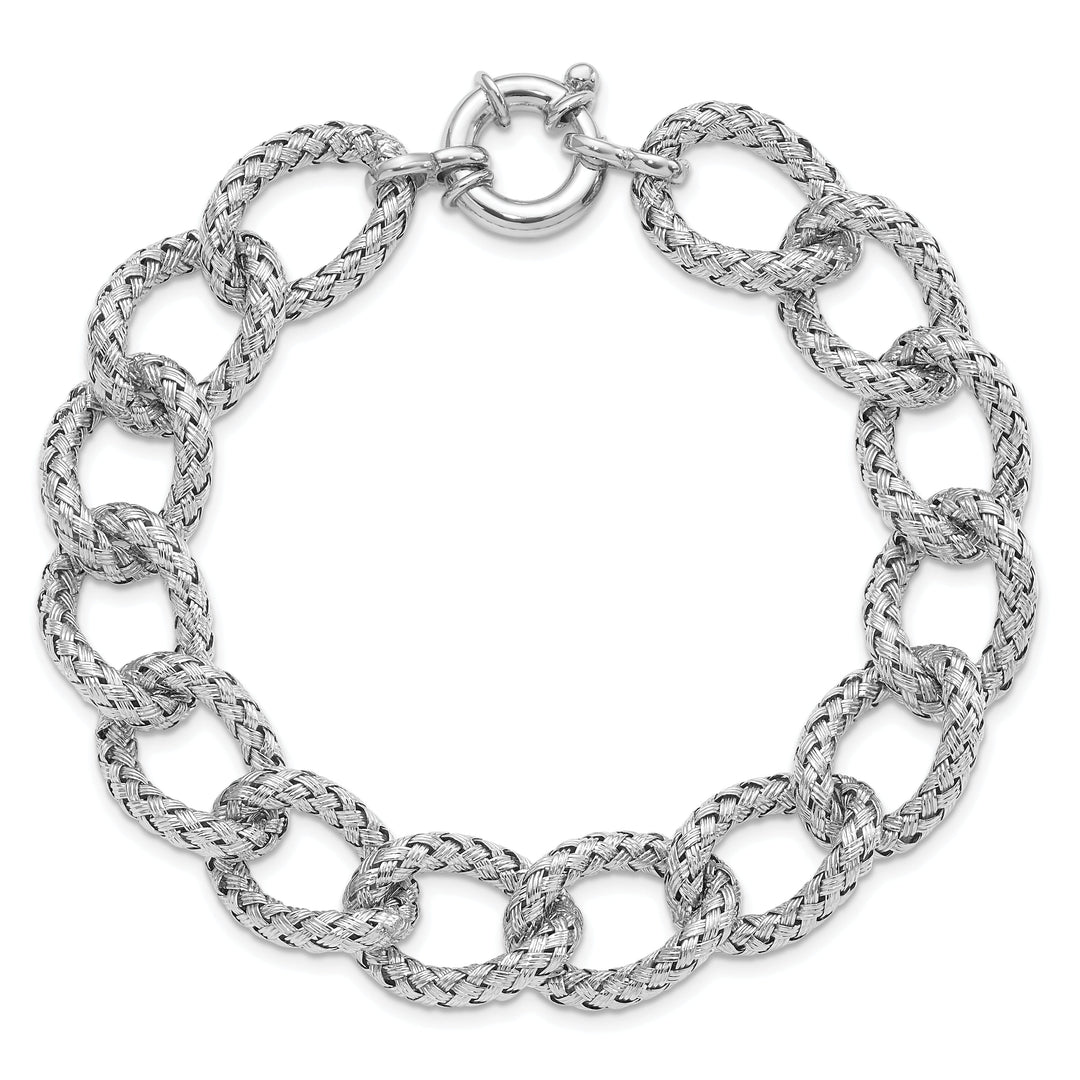 Silver Polished Textured Bracelet
