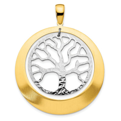 Sterling Silver Gold-tone Textured Tree Pendant at $ 54.45 only from Jewelryshopping.com