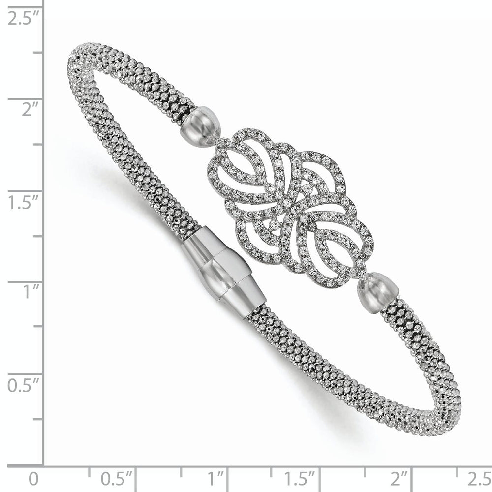 Sterling Silver Polished Textured C.Z Bracelet