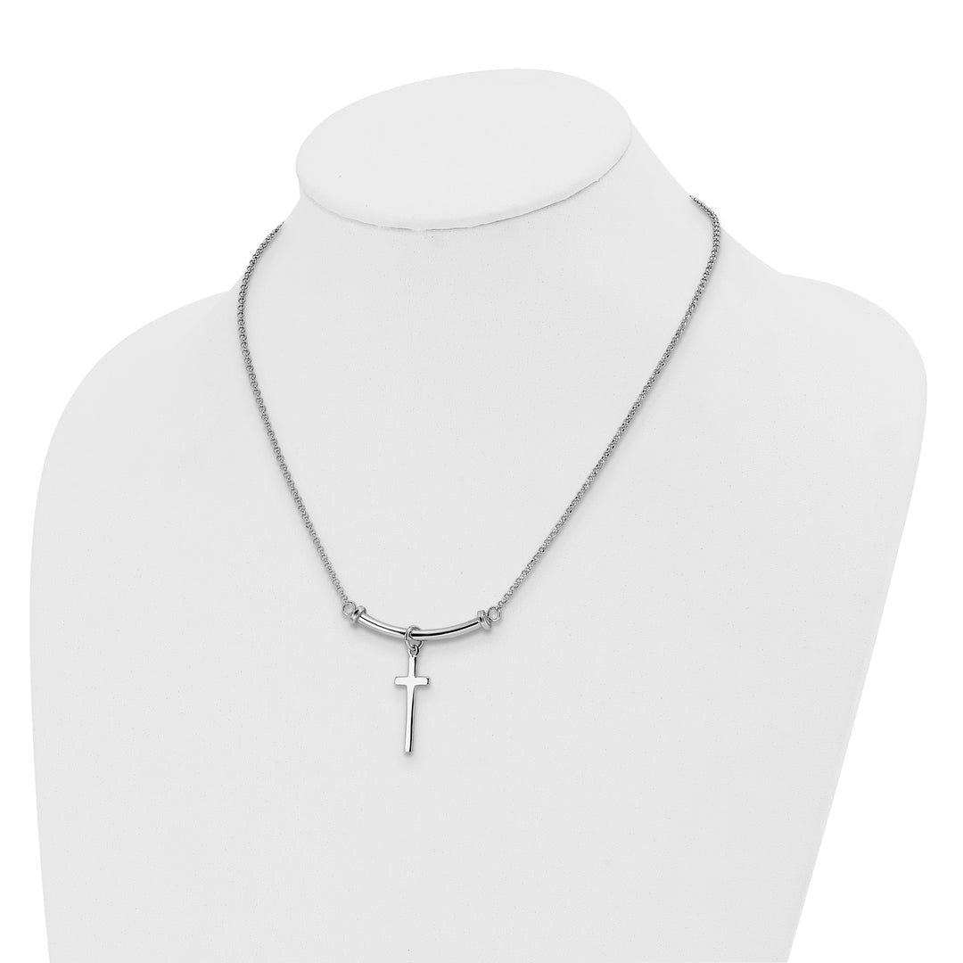 Leslie Sterling Silver Polished Cross Necklace