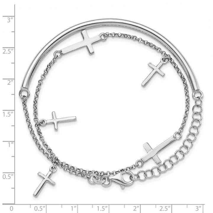 Sterling Silver Polished Crosses Wrap Bracelet