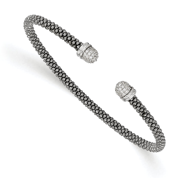 Sterling Silver Ruthenium C.Z Cuff Bangle