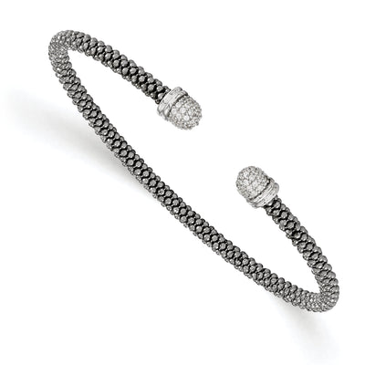 Sterling Silver Ruthenium C.Z Cuff Bangle at $ 77.7 only from Jewelryshopping.com