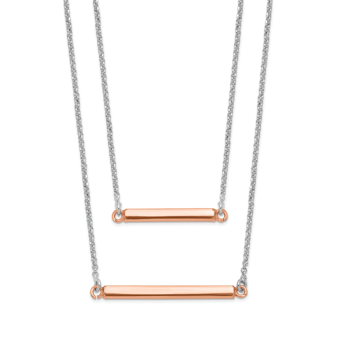 Sterling Silver Fancy Double Bar Necklace