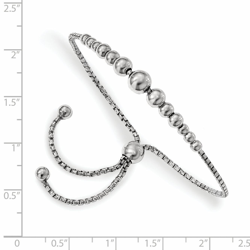 Silver Rhodium Beaded Adjustable Bracelet