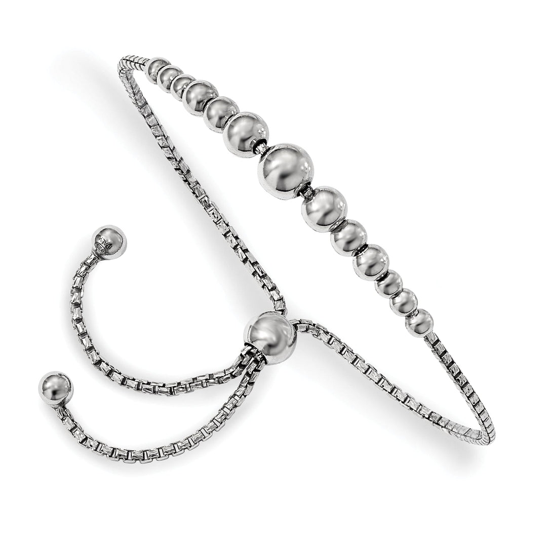 Silver Rhodium Beaded Adjustable Bracelet