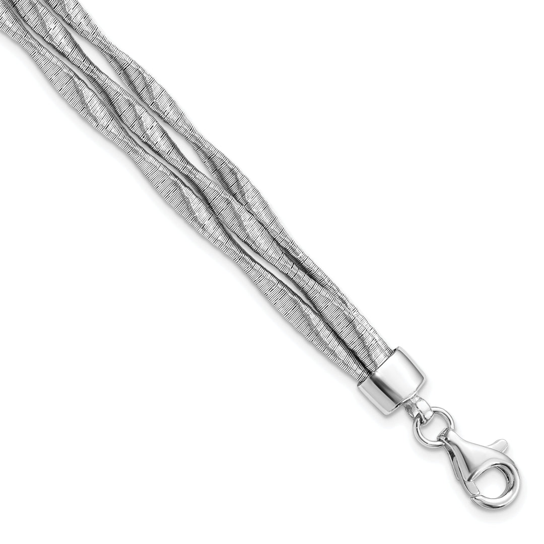 Sterling Silver Rhodium-plated 3strand Bracelet