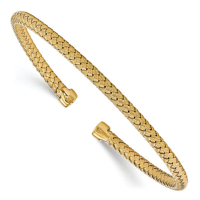 Silver Gold-plated Polished Woven Cuff Bangle