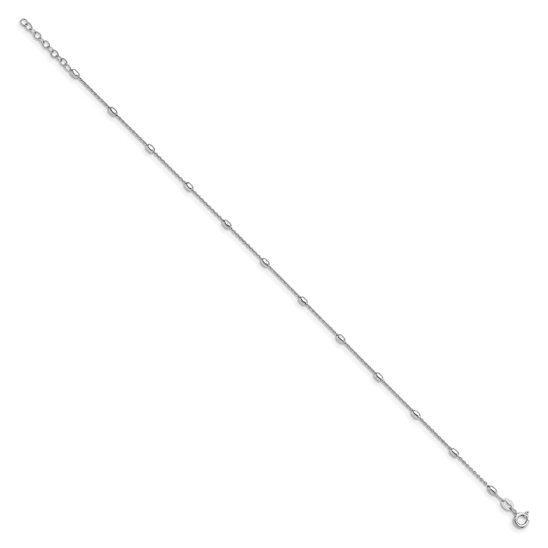 Sterling Silver Polished Beaded Anklet