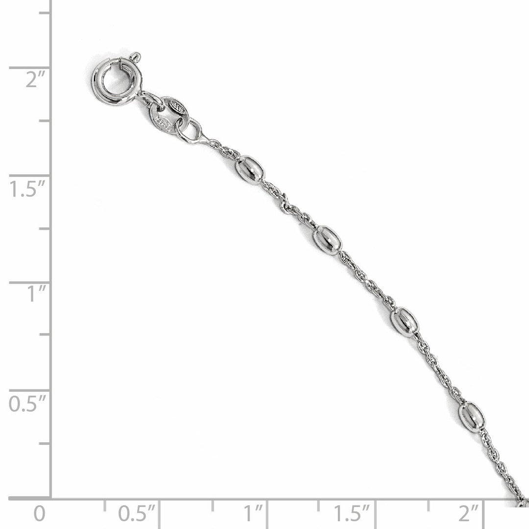Sterling Silver Polished Beaded Anklet