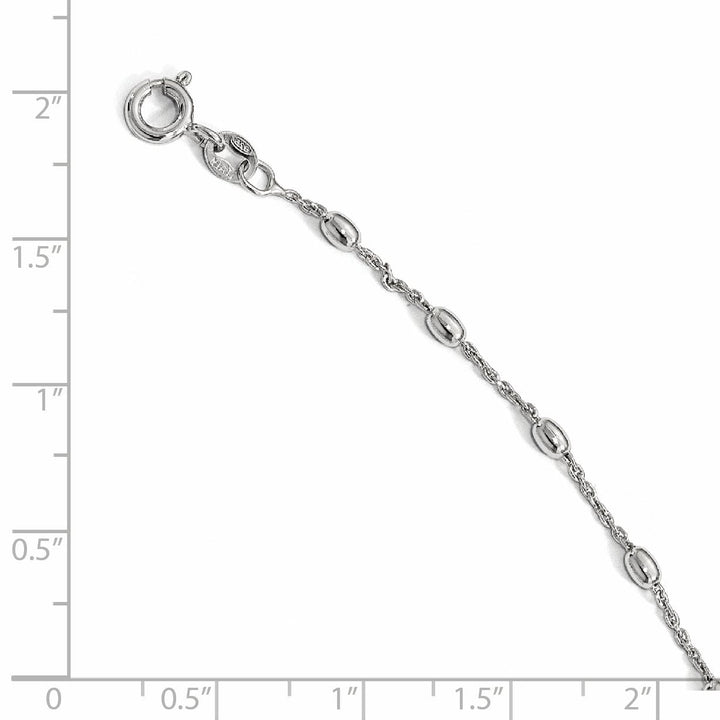 Sterling Silver Polished Beaded Anklet