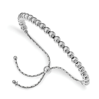 Silver Polished Beaded Adjustable Bracelet at $ 71.95 only from Jewelryshopping.com