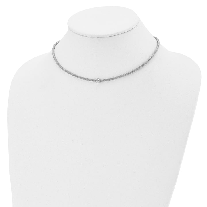 Sterling Silver Polished C.Z Necklace