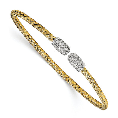 Leslie Sterling Silver Gold-tone C.Z Woven Cuff at $ 138.68 only from Jewelryshopping.com