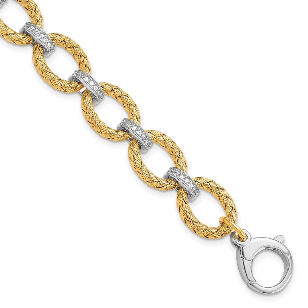 Leslie Silver Gold-tone C.Z Woven Link Bracelet