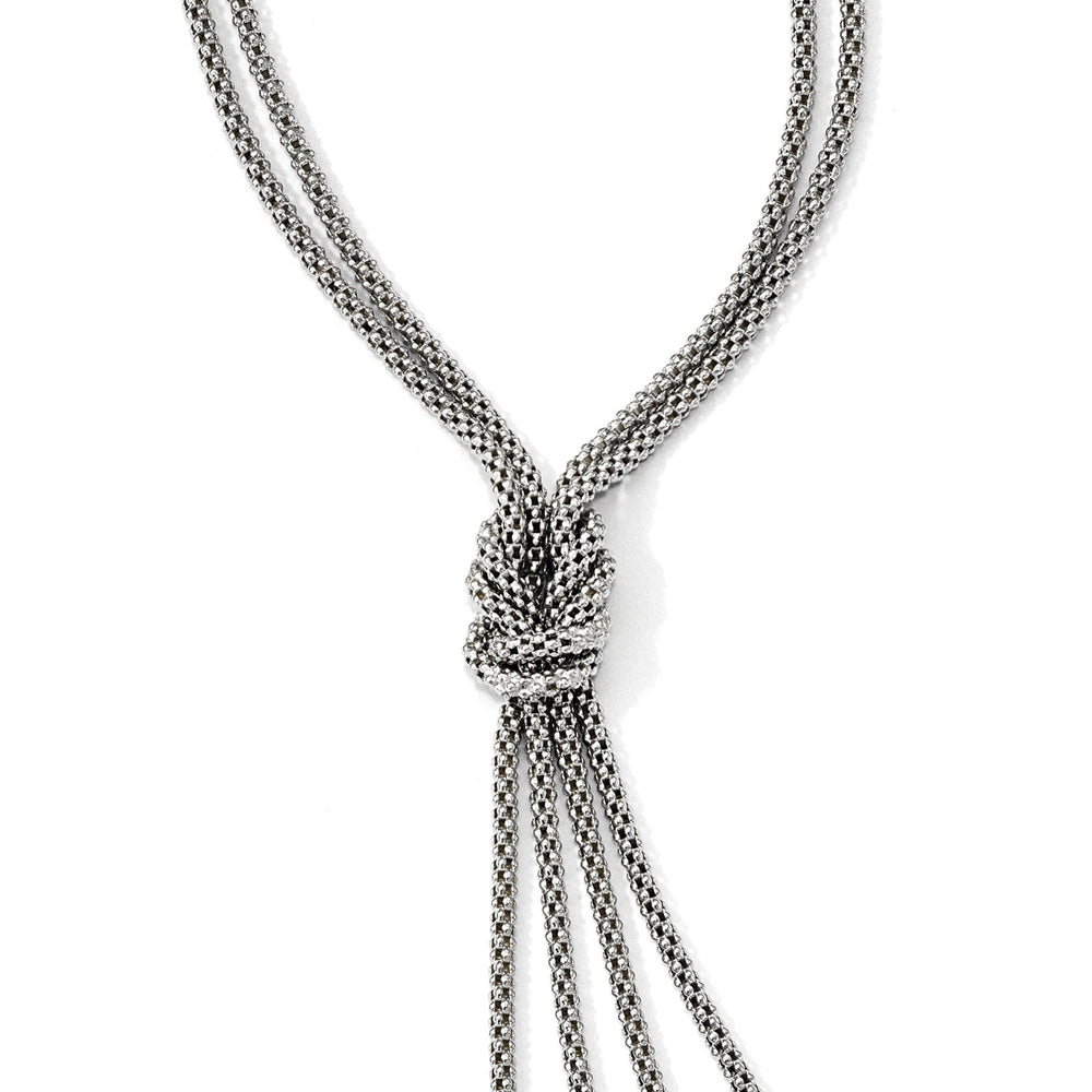 Silver Multi-strand Bead Dangle Knot Necklace