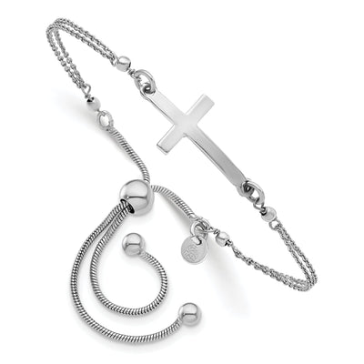 Silver Polished Sideway Cross Bracelet at $ 53.84 only from Jewelryshopping.com