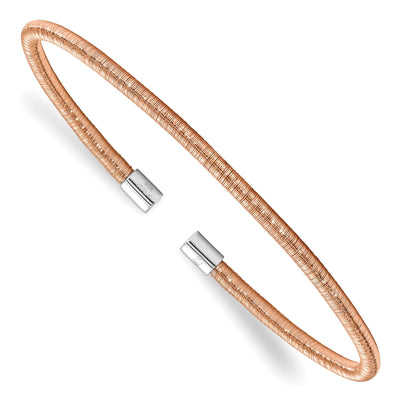 Sterling Silver Rose Gold Cuff Bangle at $ 85.3 only from Jewelryshopping.com