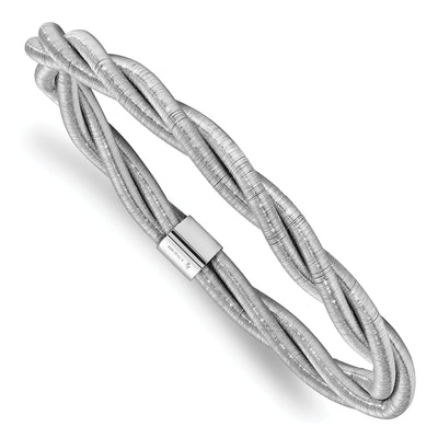 Sterling Silver Rhodium Twisted Slip-on Bangle