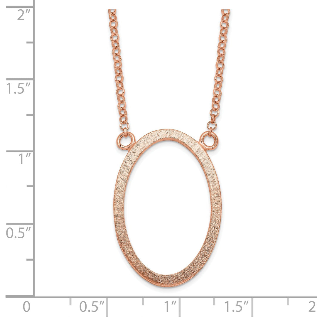 Silver Rose Gold-tone Oval Necklace
